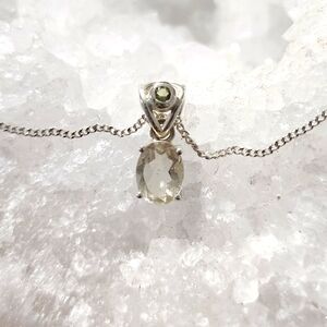 Dainty Moldavite and Lybian Dessert Glass Necklace